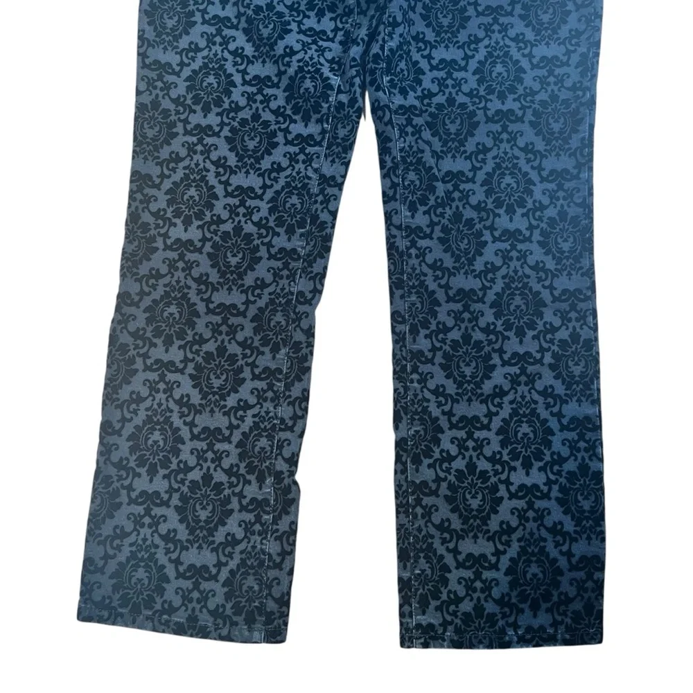 Charter Club Straight Leg Lexington Pants Black Velvet Damask Pattern Size 12